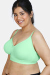 Zivame True Curv Single Layered Non Wired 3/4th Coverage Minimiser Bra - Green Ash — thumbnail 3